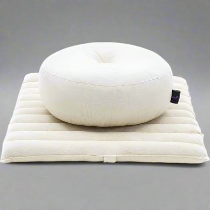 Meditation Cushion Set – 1 Small Zafu Yoga Pillow and 1 Small Roll-Up Zabuton Mat Filled with Kapok