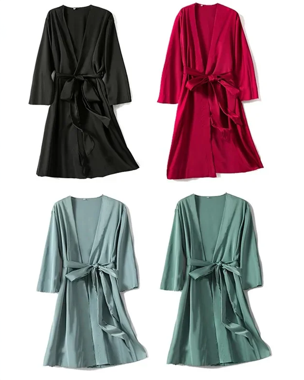 Satin Nightgown and Robe Set for Women M L XL XXL